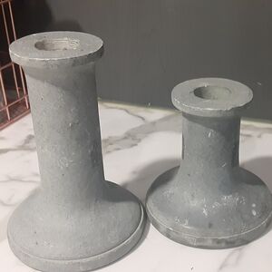 Vintage Pair of Stone Candlestick Holders